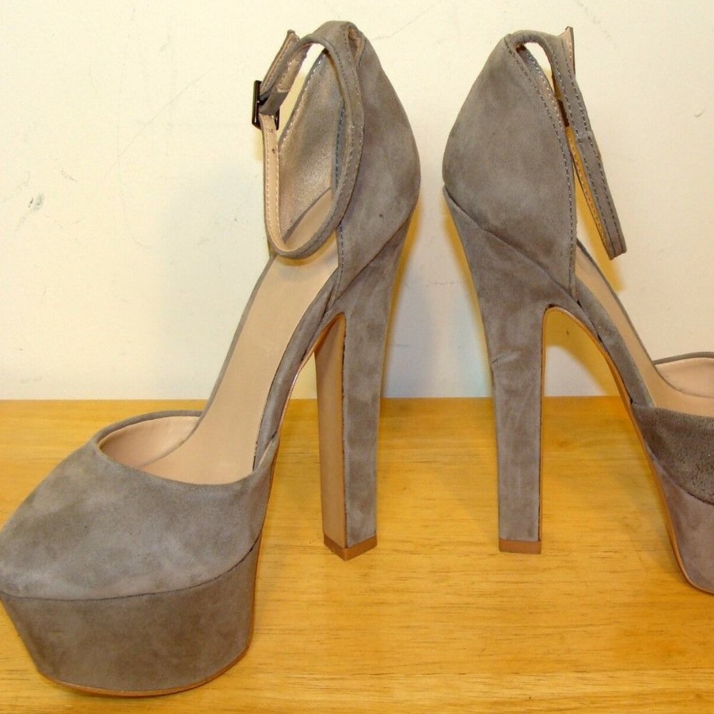 ZARA BASIC WOMENS GRAY PLATFORM SANDAL 37 6.5-7M